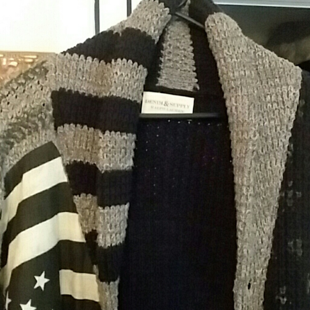 Mens flag inspired cardigan sweater